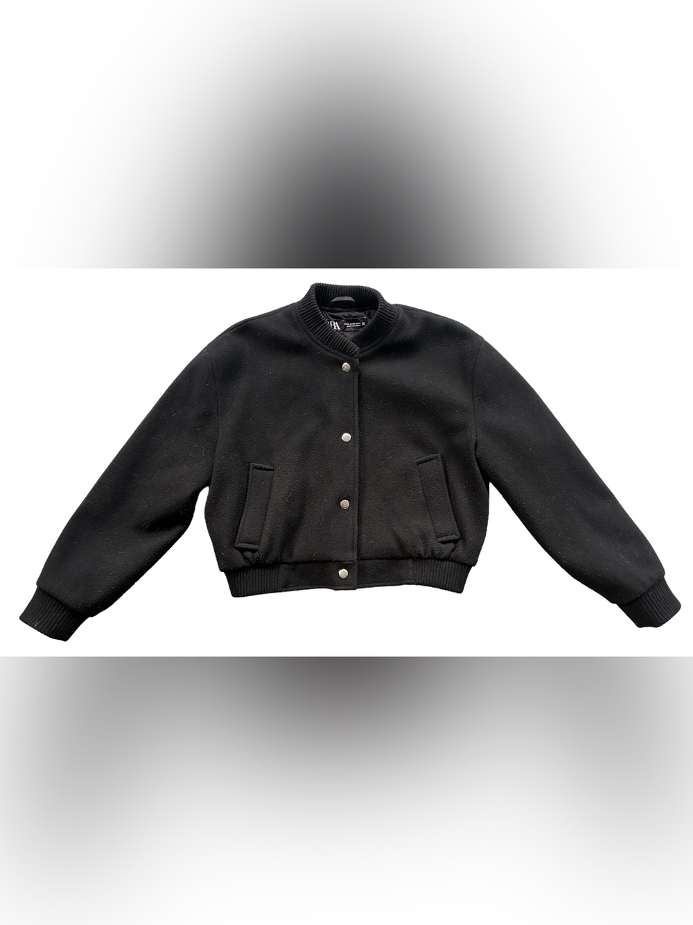 Women’s Black Cropped Bomber Jacket | Small